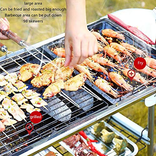 Barbacoa Portátil Camping, Parrilla Plegable De Acero Inoxidable Hace Jugoso Cordero Shish Kebab, Shashlik, Brocheta Spiedini Para Camping Y Comidas Al Aire Libre,High end with storage bag