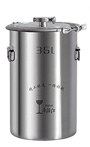 Barril de fermentación de acero inoxidable 304/316 para vino de fermentación de acero inoxidable 304/316, tanque sellado para el hogar, equipo para hacer vino (304 acero inoxidable, 35 L)