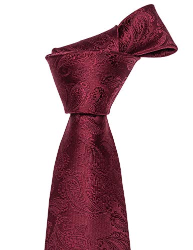 Barry.Wang Designer - Juego de corbata, pañuelo cuadrado para bolsillo y gemelos, para hombre, seda, diseño de Paisley Rojo granate Talla única