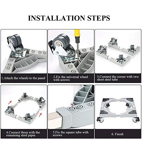 Base Móvil de Lavadora con 4 ruedas Multifuncional Rodillo de carro ajustable para Lavadora Refrigerador Secador