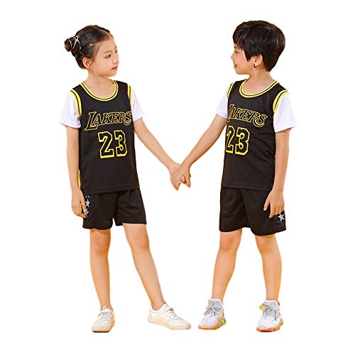 BASPORT Jersey para niños Jersey, camiseta, camiseta de jugador de baloncesto. Chándal deportivo Lakers #23James, niño, niña Jersey (Negro, XL)