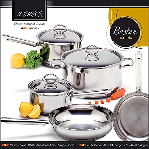 Batería de Cocina Boston de Acero Inoxidable compuesta por 8 Piezas.