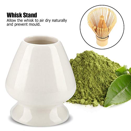 Batidor, Delaman Matcha Batidor Soporte de cerámica para bambú Matcha Chasen para accesorios de juego de té 1 pieza(Blanco)