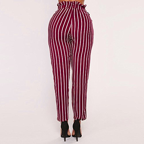 BaZhaHei, Mujeres Flacas Pantalones Vaqueros a Rayas a Rayas Corbata Cintura Alta Damas pantalón pantalón Skinny Women Striped Long Jeans Tie High Waist Ladies Pants Trouser Pantalón de Mujer