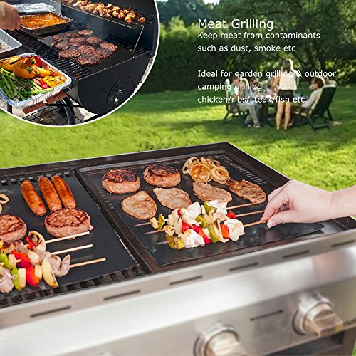 BBQ - Juego de 5 alfombrillas antiadherentes para barbacoa de carbón, gas o parrilla eléctrica, resistente al calor, reutilizable y fácil de limpiar 商品名称