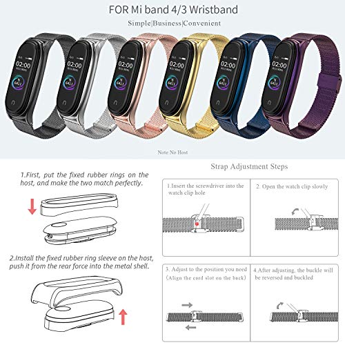 BDIG Correa Compatible Mi Band 4 Mi Band 3 Correas Metal,Pulsera de Acero Inoxidable Agradable para Mi Band 3 Mi Band 4 Correa (No Host),Azul