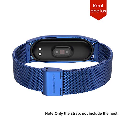 BDIG Correa Compatible Mi Band 4 Mi Band 3 Correas Metal,Pulsera de Acero Inoxidable Agradable para Mi Band 3 Mi Band 4 Correa (No Host),Azul