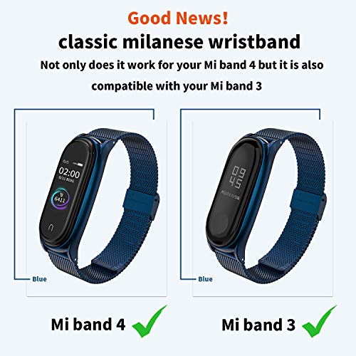 BDIG Correa Compatible Mi Band 4 Mi Band 3 Correas Metal,Pulsera de Acero Inoxidable Agradable para Mi Band 3 Mi Band 4 Correa (No Host),Azul