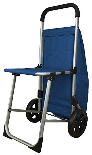 Bergs Carro de la Compra de Aluminio con Asiento Azul