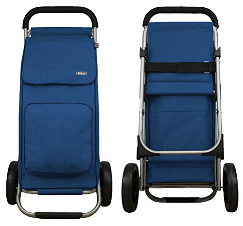 Bergs Carro de la Compra de Aluminio con Asiento Azul