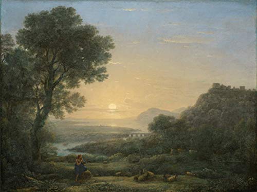 Berkin Arts Claude Lorrain Giclee Lienzo Impresión Pintura póster Reproducción Print(Gellee Le Lorrain Paisaje con un Pastor de tuberías) #XFB