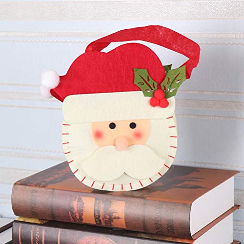 BESTONZON 1 pieza de dibujos animados de Navidad Bolsas de dulces portátiles Espesar Tela no tejida Caramelos Bolsa de regalo Decoraciones para fiestas en casa (Papá Noel)