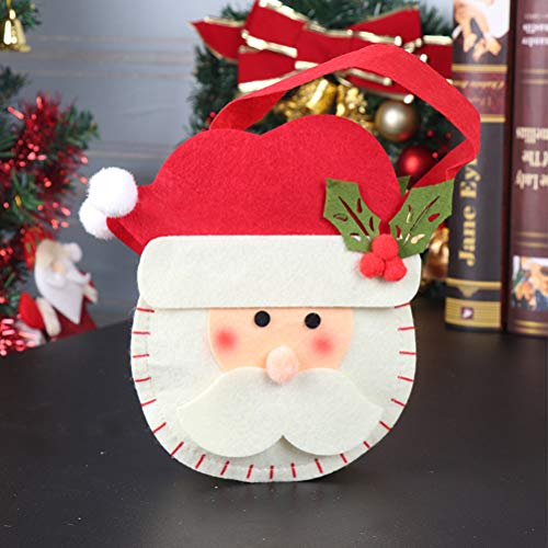 BESTONZON 1 pieza de dibujos animados de Navidad Bolsas de dulces portátiles Espesar Tela no tejida Caramelos Bolsa de regalo Decoraciones para fiestas en casa (Papá Noel)