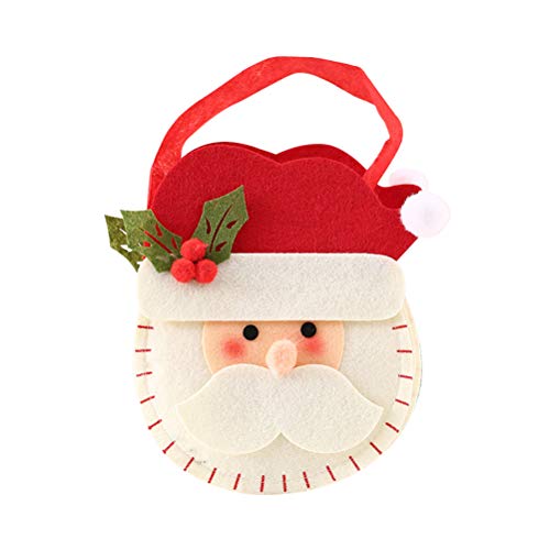 BESTONZON 1 pieza de dibujos animados de Navidad Bolsas de dulces portátiles Espesar Tela no tejida Caramelos Bolsa de regalo Decoraciones para fiestas en casa (Papá Noel)