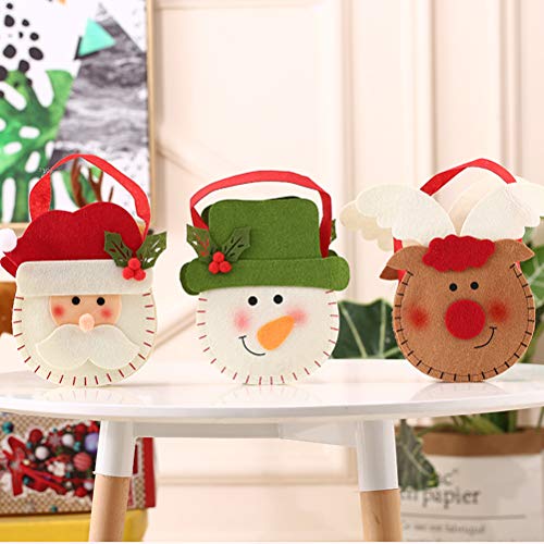 BESTONZON 1 pieza de dibujos animados de Navidad Bolsas de dulces portátiles Espesar Tela no tejida Caramelos Bolsa de regalo Decoraciones para fiestas en casa (Papá Noel)