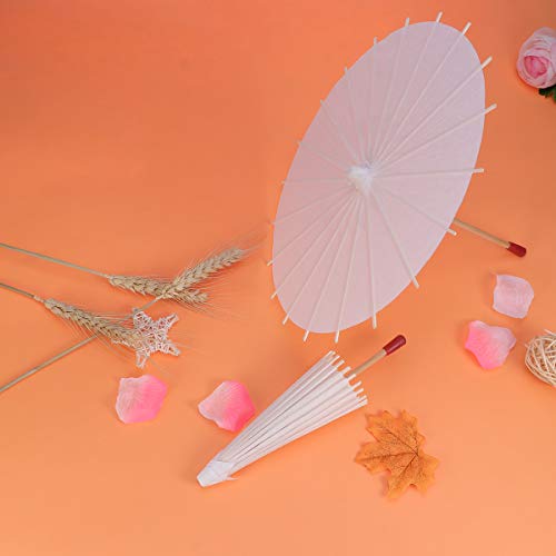 BESTOYARD 2 Piezas de Papel Blanco Paraguas sombrilla Chino Papel japonés Paraguas decoración de la Boda