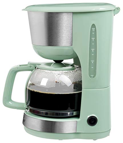 Bestron Cafetera con Placa Térmica, Royal Mint, Para Café de Filtro Molido, 10 Tazas, 1000 W, Verde menta