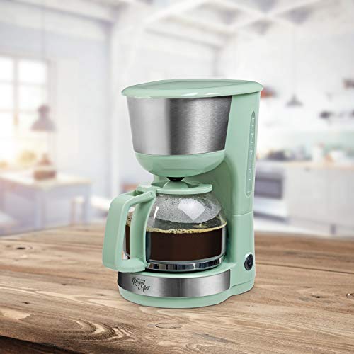 Bestron Cafetera con Placa Térmica, Royal Mint, Para Café de Filtro Molido, 10 Tazas, 1000 W, Verde menta