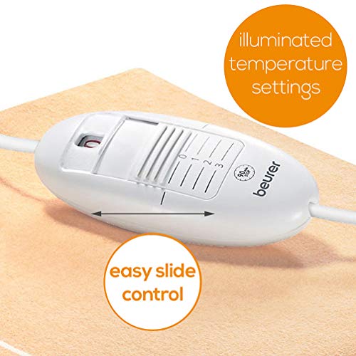 Beurer HK35 Almohadilla eléctrica térmica con funda, calentamiento ultrarápido, función apagado automático 90 minutos, PVC, funda lavable, 3 potencias, display iluminado, 40 x 30 cm, Naranja