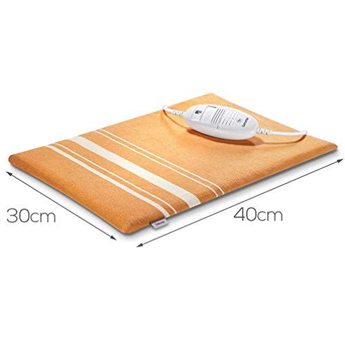 Beurer HK35 Almohadilla eléctrica térmica con funda, calentamiento ultrarápido, función apagado automático 90 minutos, PVC, funda lavable, 3 potencias, display iluminado, 40 x 30 cm, Naranja