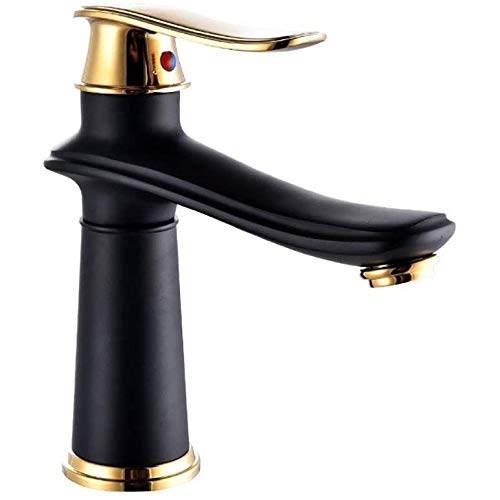 BFDMY Lavabo del Fregadero Grifo Mezclador Agujero Elegante del Diseño De La Cascada Arqueada Solo Agujero del Fregadero Cuarto De Latón para La Cocina Y Negro