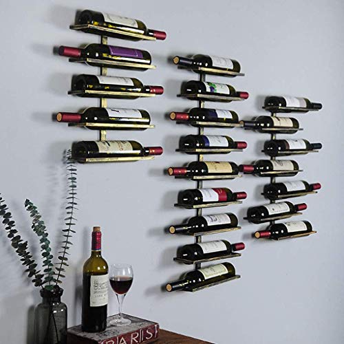 BH Estante de Pared Estante de Vino de Hierro Retro Arte montado en la Pared, Estante de Botella de Vino Industrial de Viento, decoración de Enfriador de Vino de Restaurante en casa