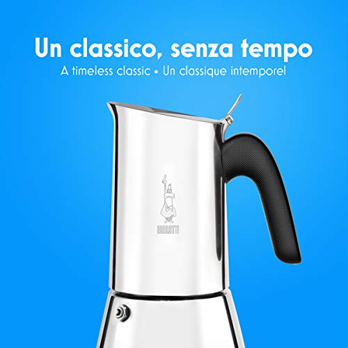 Bialetti Cafetera Italiana Espresso (No Inducción), Acero, 2 Tazas, Plata