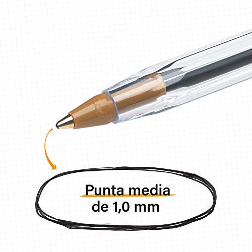 BIC Cristal Original Bolígrafos Punta Media (1,0 mm) - Negro, Caja de 50 Unidades, Perfecto para Oficinas