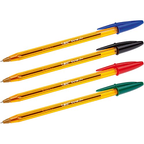 BIC Cristal Original Fine - Bolígrafos punta fina (0.8 mm), Caja de 50 unidades, Color Negro