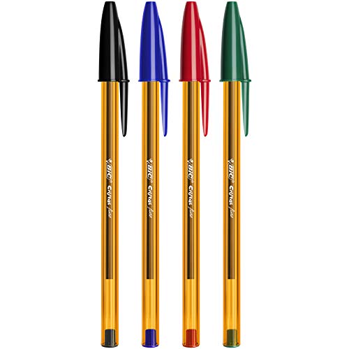 BIC Cristal Original Fine - Bolígrafos punta fina (0.8 mm), Caja de 50 unidades, Color Negro