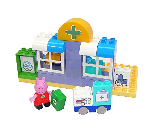 BIG-Bloxx Peppa Pig - Maletín médico de Peppa 's Medical Care Case Set Construction Set, Bloxx Compuesto por Peppa Pig y George y maletín médico, 32 Piezas, para niños a Partir de 18 Meses