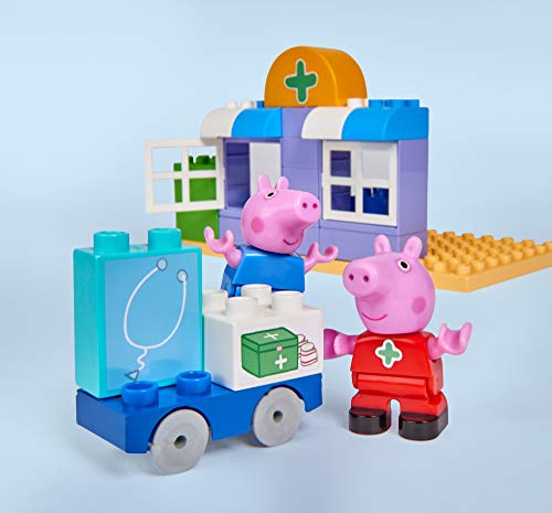 BIG-Bloxx Peppa Pig - Maletín médico de Peppa 's Medical Care Case Set Construction Set, Bloxx Compuesto por Peppa Pig y George y maletín médico, 32 Piezas, para niños a Partir de 18 Meses