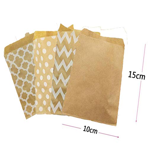 Biluer 100PCS Mini Bolsitas Papel Kraft Bolsas de Regalo Bolsas de Papel Bolsas de Dulces,Ideal para Boda Dulces Bautizos Panuelo Regalo de Invitados Semillas Flores