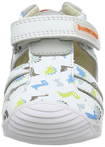 Biomecanics 202152, Sandalias para Bebés, Blanco (Blanco Y Dinos (Sauvage Y Estampado) Paprika), 24 EU