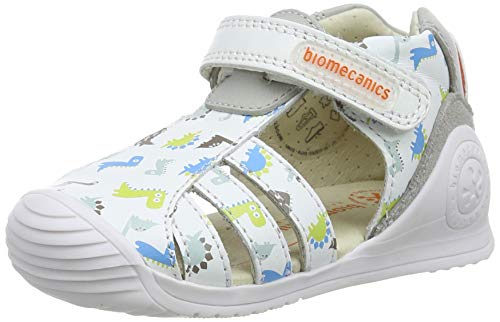 Biomecanics 202152, Sandalias para Bebés, Blanco (Blanco Y Dinos (Sauvage Y Estampado) Paprika), 24 EU