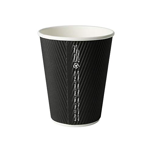 BIOZOYG 25 Taza cartón Kraft Corrugado para Espresso I Taza de Bebida orgánica desechable compostables 300ml/12oz