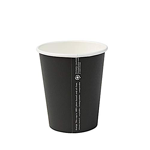 BIOZOYG Vaso Hecho de cartón orgánico I vajillas Desechables Vaso de Beber Taza Hecho de Papel Taza compostable y Vaso Biodegradable Negra, no Impresa 50 Unidades 200 ml 8 oz