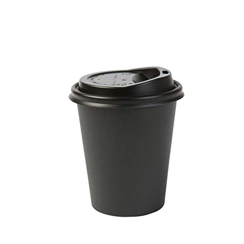 BIOZOYG Vaso Hecho de cartón orgánico I vajillas Desechables Vaso de Beber Taza Hecho de Papel Taza compostable y Vaso Biodegradable Negra, no Impresa 50 Unidades 200 ml 8 oz