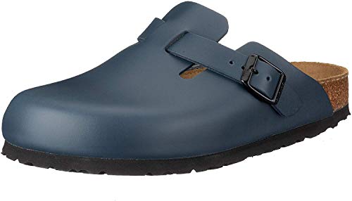 Birkenstock Boston 60101, Zuecos De Piel Natural Unisex Adulto, Azul, 41 EU