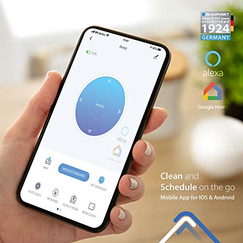 Blaupunkt Bluebot XEASY - Robot Aspirador, Navegación Inteligente y control Alexa o Google Home, Suelos duros y alfombras