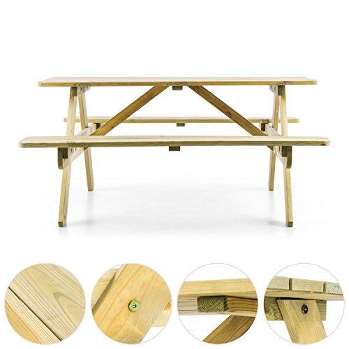 Blumfeldt Picknickerchen Mesa de Picnic para niños (Mesa de Juegos con Asientos, Resistente a Intemperie, Madera de Pino)