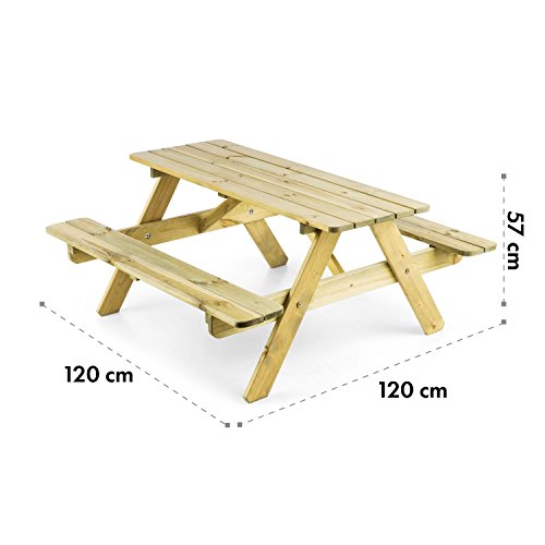 Blumfeldt Picknickerchen Mesa de Picnic para niños (Mesa de Juegos con Asientos, Resistente a Intemperie, Madera de Pino)