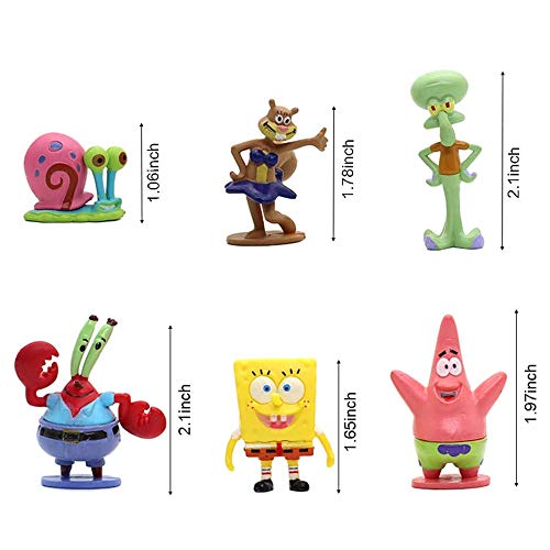 Bob Esponja Cake Topper Set Decoraciones De Jardín En Miniatura Decoraciones De Dinosaurios Decoración De Pasteles Plug-in Postre Dress Up (6pcs)