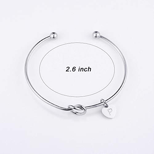 BOCHOI Pulsera de Plata con Nudo Inicial para Mujeres y niñas, Letra P para Damas de Honor, propuesta de joyería, Regalo de Boda