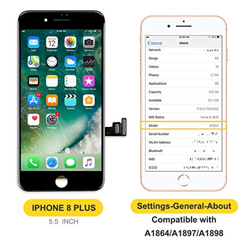 bokman LCD Pantalla para iPhone 8 Plus, Táctil LCD Reemplazo con Herramientas de Reparación(Negro)