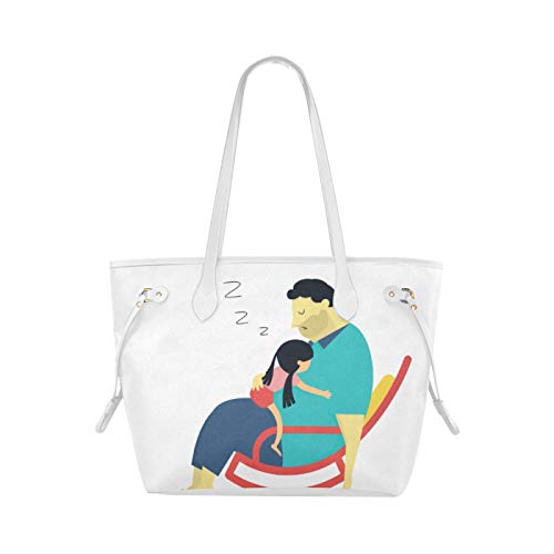 Bolsa de asas estampada Pareja durmiente Cálida Unión familiar Bolso para niñas Bolsos de hombro Gran capacidad Resistente al agua con asa duradera