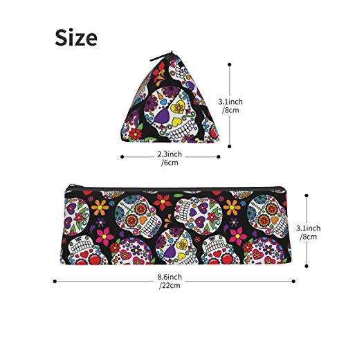 Bolsa de lápiz triangular, bolsa de almacenamiento de cráneo de azúcar simple bolsa de papelería para estudiante