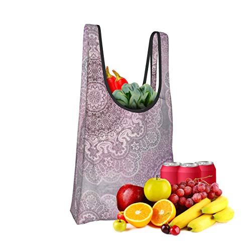 Bolsas de comestibles reutilizables plegables bolsa de compras Eco amistosas bolsas de tela resistente al agua ligero de cachemira malva