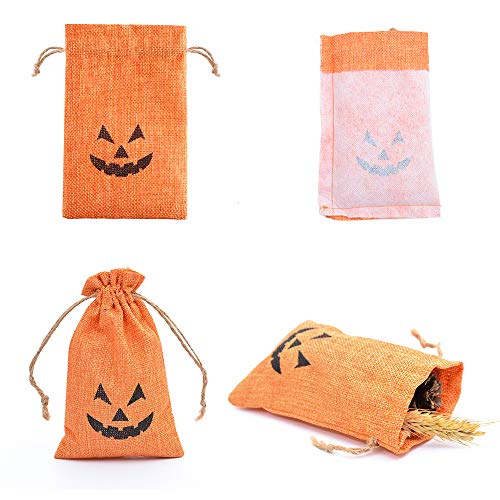 Bolsas de dulces de Halloween para niños, con cordón, para trucos o golosinas, bolsa de regalo de Halloween, para fiestas infantiles, 9 x 13 cm, 6 unidades