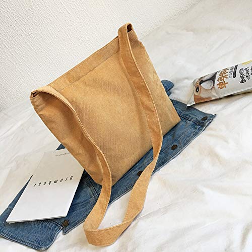 Bolso Bolso De Hombro De Pana para Mujer, Bandolera De Lona para Mujer, Bolso De Mano De Tela Simple, Bolso De Mano, Bolsos De Mensajero con Cremaller